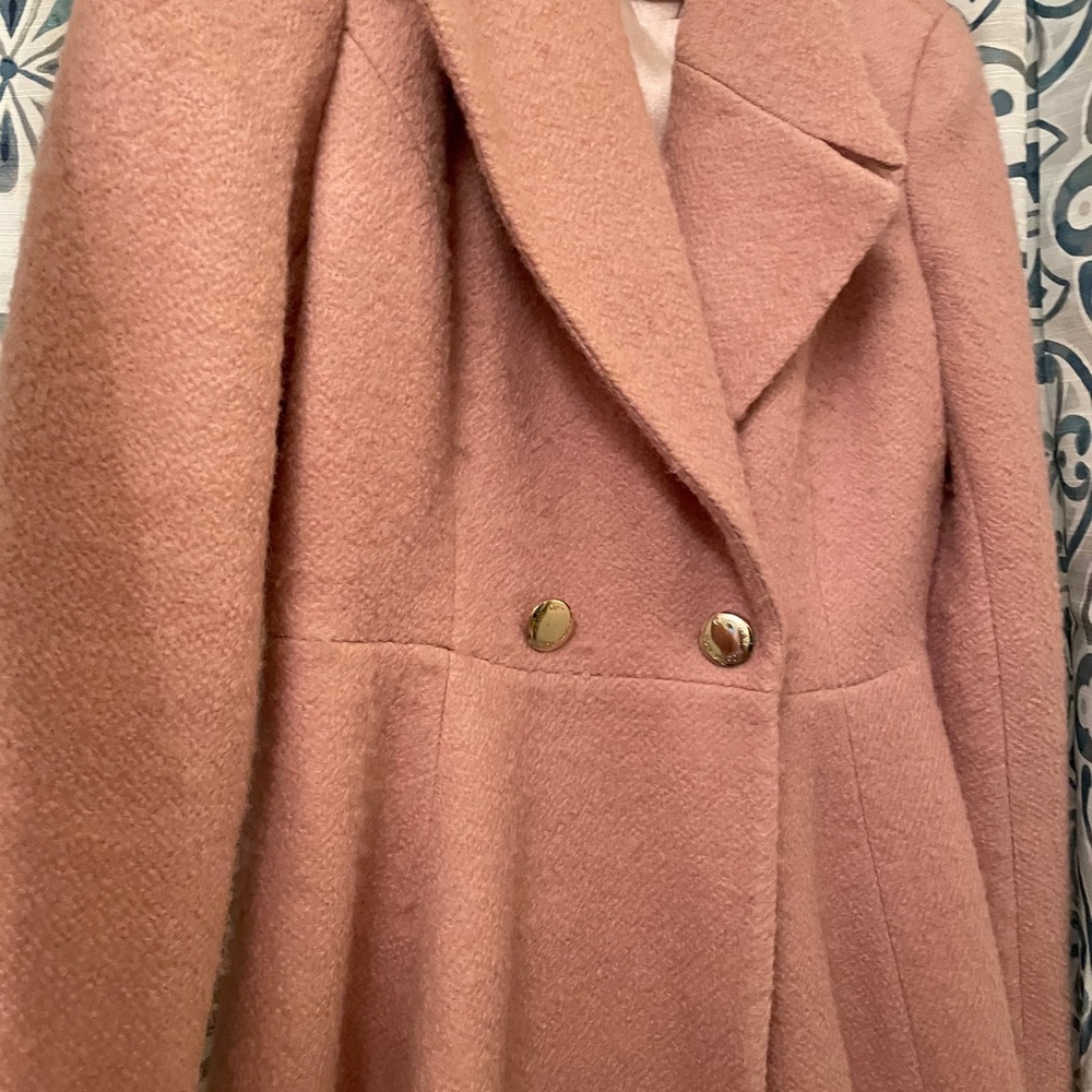 Calvin Klein Melton Double Breasted Pink Coat